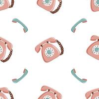 Retro phone and handset pattern on white background vector