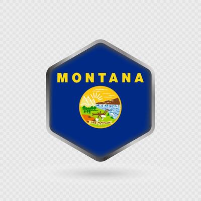 Montana State Flag Icon in Hexagon Shape.