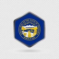 Nebraska State Flag Icon in Hexagon Shape. vector