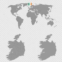 Ireland Map Set with World Location. vector