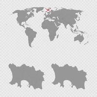 Jersey Map Set with World Location. vector