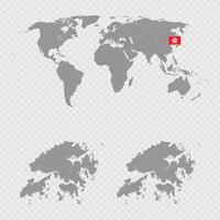 Hong Kong Map Set with World Location. vector