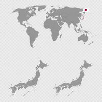 Japan Map Set with World Location. vector