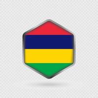Mauritius Flag Icon in Hexagon Shape. vector