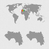 Guinea Map Set with World Location. vector