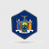 New York State Flag Icon in Hexagon Shape. vector