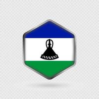 Lesotho Flag Icon in Hexagon Shape. vector
