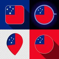 Set of modern icons with the national flag of Samoa. vector