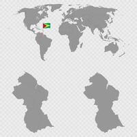 Guyana Map Set with World Location. vector