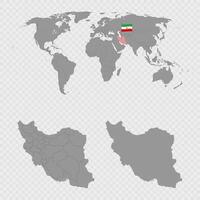 Iran Map Set with World Location. vector