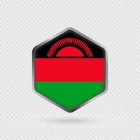 Malawi Flag Icon in Hexagon Shape. vector