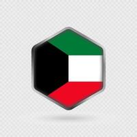 Kuwait Flag Icon in Hexagon Shape. vector