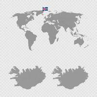 Iceland Map Set with World Location. vector