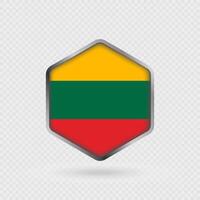 Lithuania Flag Icon in Hexagon Shape. vector
