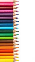 colored pencils Set, A row of colorful pencils vertically arranged in a Spectrum gradient from. photo
