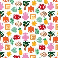 Summer tropical retro pattern in ethnic style. Ideal for printing on paper and fabric. vector