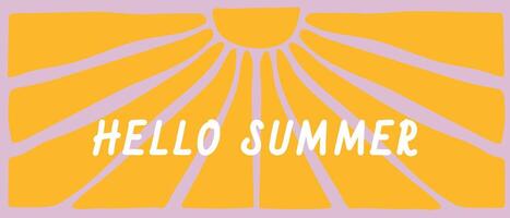 Summer horizontal background with abstract sun. vector