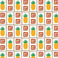 Tropical retro - background with pineapples. Summer ethnic background for fabric, packaging, printing. vector