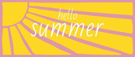 Summer horizontal bright background with abstract sun. vector