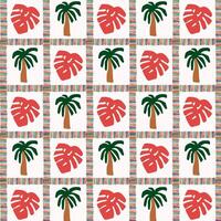 Tropical retro - background with palm tree and palm leaf. Summer ethnic background for fabric, packaging, printing. vector