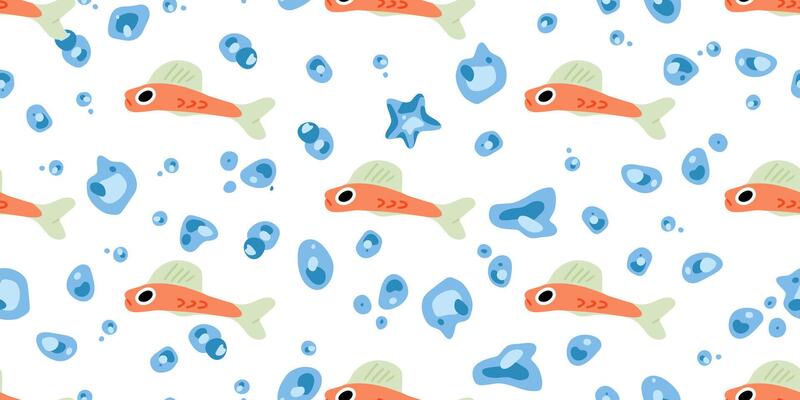 Cartoon Underwater Fish Seamless Pattern