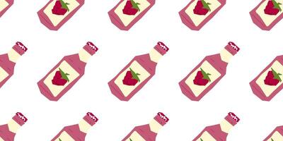 Seamless Raspberry Juice Bottle Pattern vector