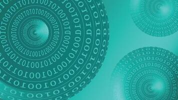 Abstract 3D illustration of binary digits forming glowing spheres on a teal background in tech style vector