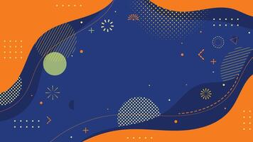 Bold playful abstract background in blue and orange featuring geometric shapes. Ideal for web design, branding, events, promotions or creative projects. vector