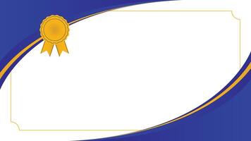 Elegant blue and gold certificate background design with decorative badge and curved frame on white area perfect for award diplomas and recognition templates vector