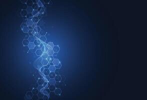 Abstract science template background. Technology lines and dots connection. Wallpaper or banner. vector