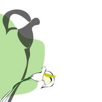 Simple drawing of single calla lily flower with a shadow. Minimalistic white calla lily flowers. Wedding invitation card vector