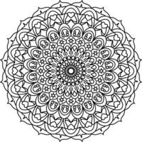 Detailed circular mandala illustration. Ideal for coloring, meditation, or as a decorative element, featuring symmetrical floral and geometric patterns for themes of wellness and spirituality vector