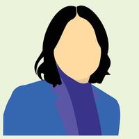 A woman in a blue jacket on a light background illustration. Avatar design ideas for the interface of an application or an account. Can also be used for a caricature vector