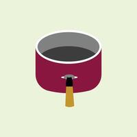 Saucepan icon in flat style. Kitchen utensil. red sauce cooking pan with non-stick teflon inside. design element illustration of kitchen utensils vector