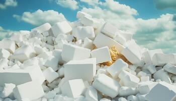 Pile styrofoam damage with waste food takeaway container probem photo