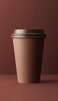 Chocolate hot paper cup deep brown color mockup container drink photo