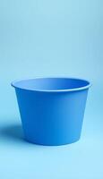 Blue paper bowl disposable food container delivery order on solid background photo