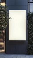 Store sign blank square board label name identity mockup on wall building photo