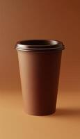 Chocolate hot blank paper cup deep brown color mockup container drink photo