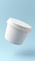 White matte packaging food cream jar mockup with smooth story background photo