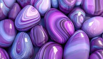 Purple abstract polished gravel stone pattern mineral with white and pink shiny line for nature background photo