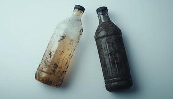dirty plastic trash bottles environmental pollution is difficult to recycle photo