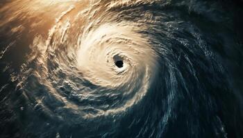 Disaster storm from satellite sky view, science meteorological theme photo