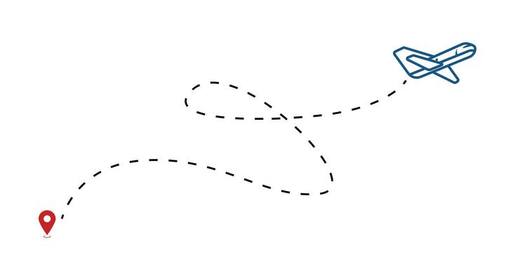 airplane flight trip route icon design template