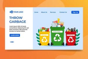 The website page for throw garbage vector