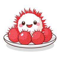 A plate with a red raspberries on it vector