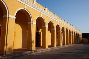 View of the colonial building of Las Bovedas in the walled city of Cartagena de Indias, Colombia photo