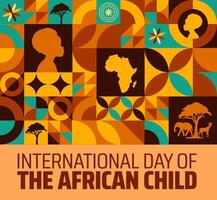 International Day of the african child Geometric shape pattern background banner or poster design template observed every year in June. Holiday concept. Use to any Template, card, poster, placard. vector
