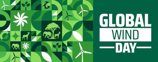 Global wind day Geometric shape pattern background banner or poster template. observed every year in June. Holiday concept. Use to any Template, card, poster, placard, template. vector