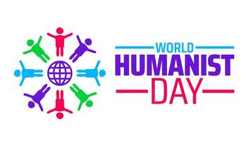 World humanist day background banner poster design template. observed every year in June. Holiday concept. Use to any Template, card, poster, placard, template. vector
